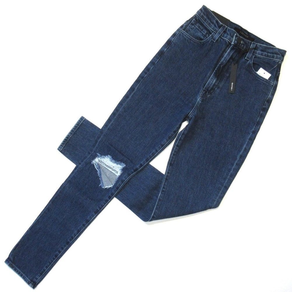 NWT J Brand 1212 Runway Straight in Experience Destruct Super High Rise Jeans 31